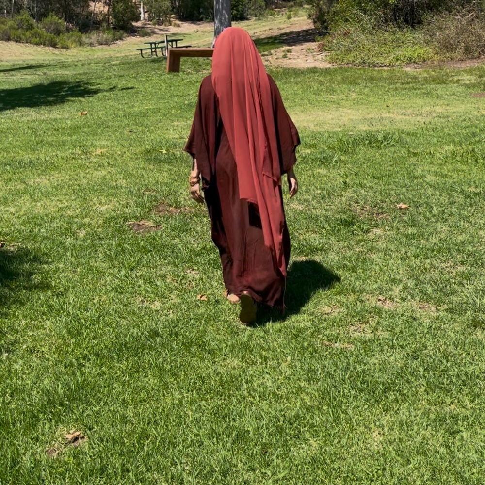 Maroon handmade linen kaftan dress